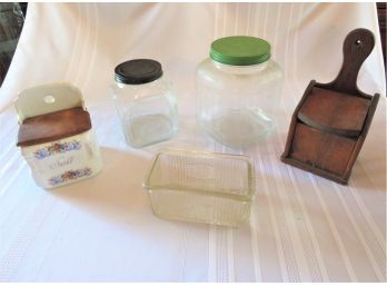 Vintage Glass Jars Czech Salt Jar