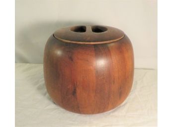 Vintage Dansk IHQ Round Teak Ice Bucket With Lid