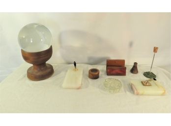 Baccarat Crystal Glass Globe & Misc Desk Items