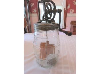 Antique Dazey Glass Butter Churn Wooden Paddles