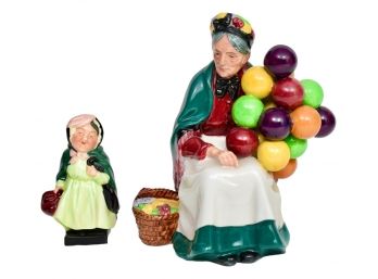 Royal Doulton 'The Old Balloon Seller' And 'Sairey Gamp' Porcelain Figurines