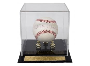 Signed Mickey Mantle Baseball In Presentation Case