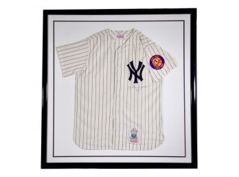 Framed Signed Mickey Mantle Mitchell & Ness Cooperstown Collection Pinstripe Yankees Jersey