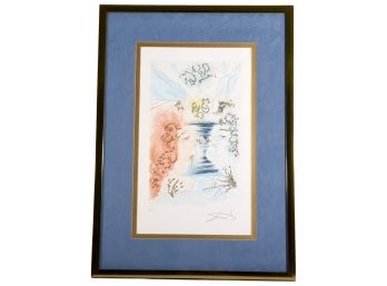 Signed Salvador Dali Artist Edition Color Etching 'Lovers With Grapes/The Kiss'