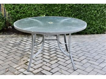 Round Aluminum Table With Center Hole For Umbrella