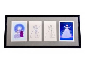 Disney Four Piece Cinderella Lithograph And Original Production Drawings