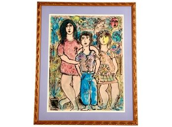 Attributed To Marc Chagall Polychromatic Portrait Pastel On Paper Framed Drawing