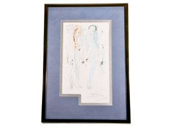 Signed Salvador Dali 'Two Nudes' Artist Edition Etching With Gold Leaf And COA