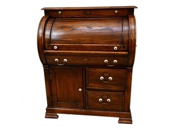 Unique Stained Oak Roll Top Drop Leaf Secretary Desk