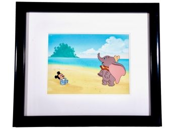 Framed Disney 'Dumbo And Baby Mickey' Framed Animation Art Celluloid