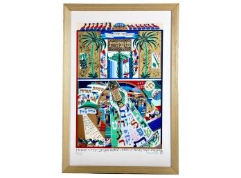 Signed Raphael Abecassis (Moroccan, B. 1953) Limited Edition Serigraph 'Sukkot And Simchat Torah'