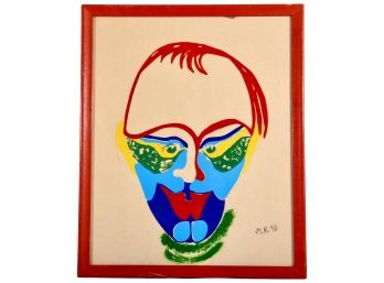 Attributed To Martin Kippenberger Polychromatic Abstract Portrait On Paper