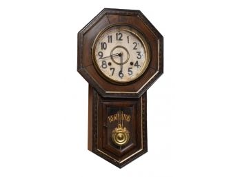 Vintage Regulator A Hudson Wood Pendulum Wall Hanging Clock