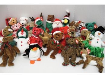 Lot Of 25 Christmas Beanie Babies