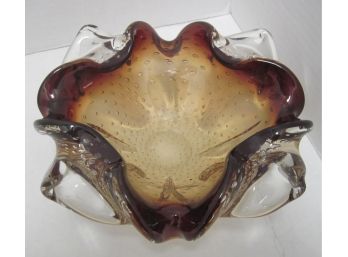 Beautiful Murano 7 1/2' Speckled Ruffled Bowl