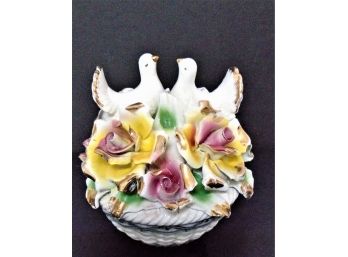 Capodimonte White Doves And Flowers Centerpiece