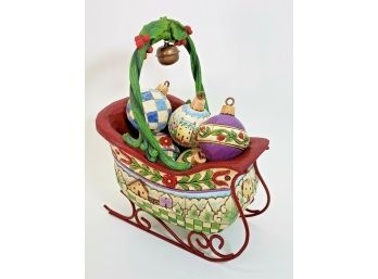 Jim Shore Heartwood Creek 'Sleigh Bells Ring' Sleigh With 5 Ornaments