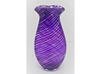 9' Amethyst Art Glass Vase Signed Wein