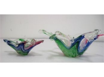 Pair Of Murano Art Glass Starfish Bowls