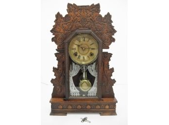 Antique Gilbert Concord Key Wind Gingerbread Mantel Clock