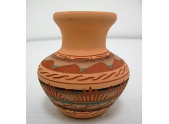 B.H Najavo Pottery  Incised Terracotta Pot