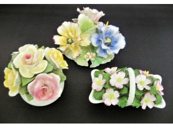 Group Of Vintage Porcelain Bone China Flower Baskets/Bouquets Aynsley,royale Stratford, Capodimonte