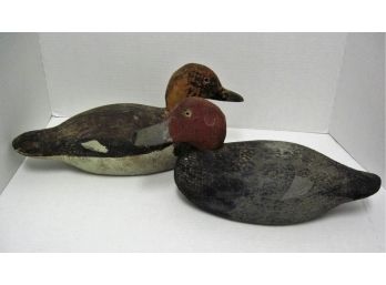 Pair Of Antique Goldeneye Duck Wooden Decoys Attributed To Rosh Douglas