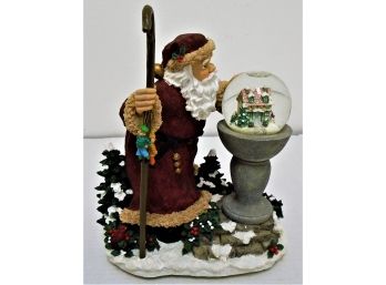 Pfaltzgraff Winterberry Santa Claus Holding Snow Globe