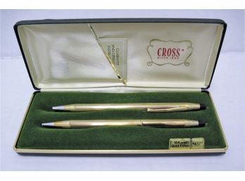 Vintage Cross 10 Karat Gold Filled Pen & Pencil Boxed Set #4501