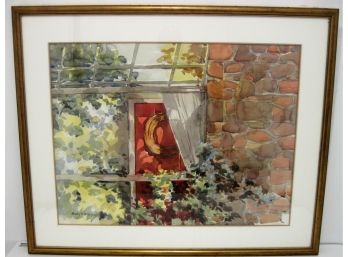 Pennsylvania Watercolorist Dorothy Wendig McNamara Large Watercolor Painting Titled 'Welcome'