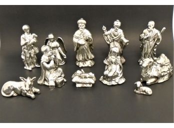 Vintage Mercury Glass Nativity Set With 12 Pieces