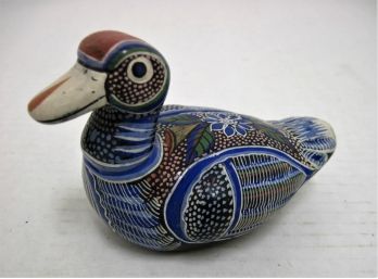 Vintage Signed Tonala Mexican Folk Art Pottery Duck