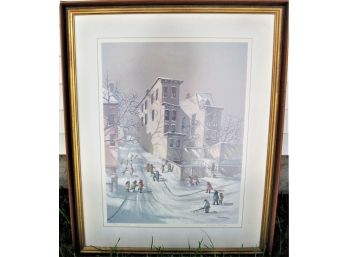 Robert Fabe ( 1917-2004) Hand Signed Framed Lithograph 'First Snow'