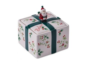 Pfaltzgraff Winterberry Santa Treat Jar, Christmas Holiday Home Decoration