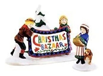 Department 56 Heritage Village Collection 'Christmas Bazaar Sign' 2 Piece Set