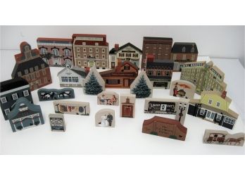 Collection Of Faline Jones The Cats Meow Wooden Village Houses And Accessories