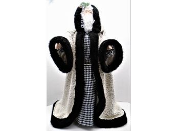 Beautiful St. Nicholas Porcelain Face Hooded Fleece Cloak With Black Fur