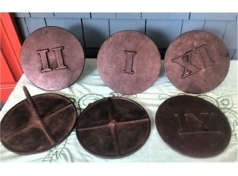 SIX CAST-IRON ROMAN NUMERALS WITH A GREAT EARLY LOOK