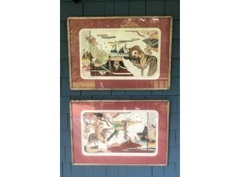 A VERY NICE PAIR OF PRINTS BY LISTED ARTIST SIDNEY SCHATZKY, GOODBYE AND HELLO