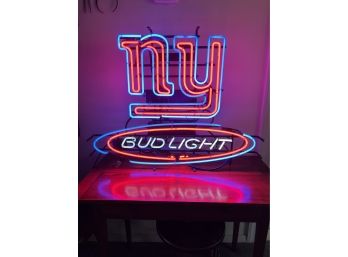 IMPRESSIVE (34' X 26') NY GIANTS-BUD LIGHT NEON SIGN