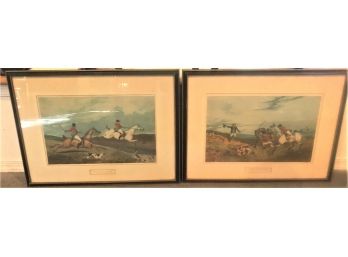 TWO ENGLISH FOX HUNTING LITHOGRAPHS BY H ALLCEAN