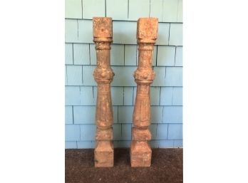 A PAIR OF 35 CAST IRON POSTS