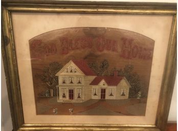 FOLK ART SAMPLER 'GOD BLESS OUR HOME'