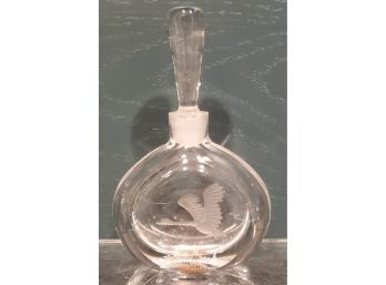 Vintage Signed Sweden Etched Flying Goose Crystal Perfume Bottle