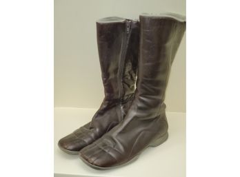 Ladies Vintage PRADA Brown Leather Ankle Boots - Size 8.5