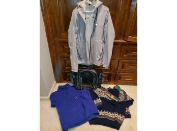 Men's Patagonia Outerwear & Dale Of Norway Wool Hat With Bonus Vintage Pinbacks & Sweater, Backpack