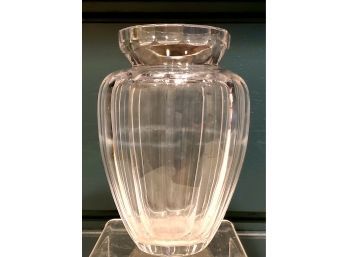 Vintage Thick Crystal Ribbed Flower Vase