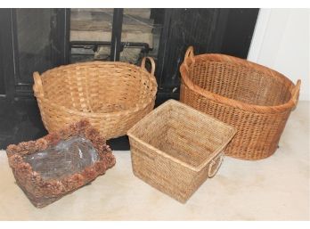 Vintage Lot Of Four Decorative Wicker Baskets