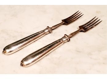 Two Antique ART KRUPP BERNDORF Austrian Silver Plated Forks