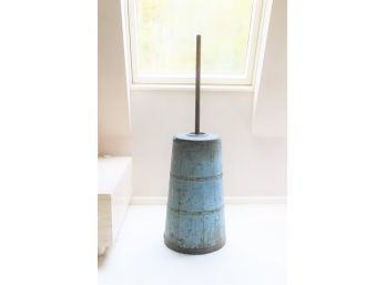 Beautiful Blue Antique Wooden Butter Churn